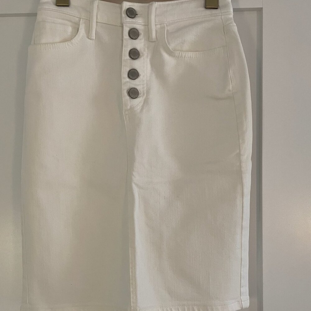 Banana Republic White Denim High-Rise Button-Fly Pencil Skirt
